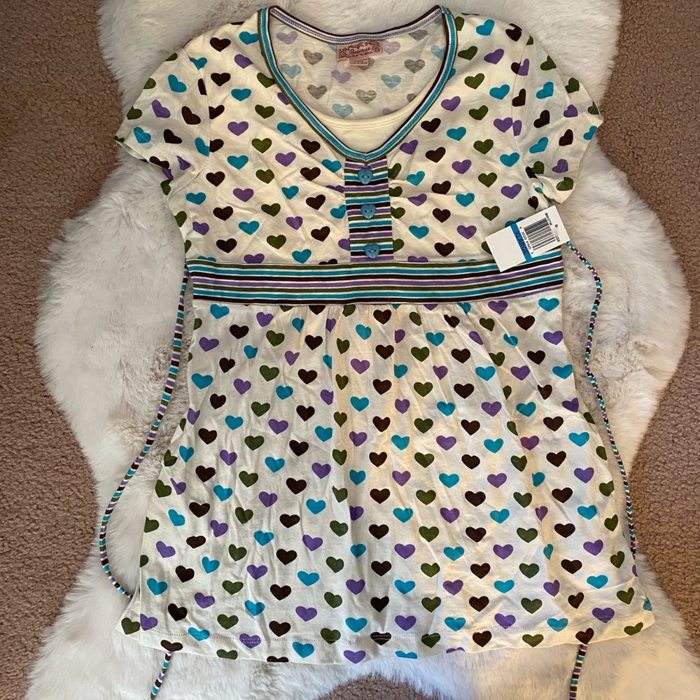 NWT Girls Heart Pattern Top 100% Cotton